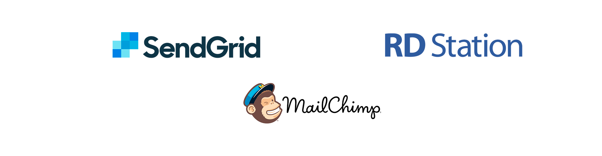 Logotipo sendgrid, rd station, mail chimp.