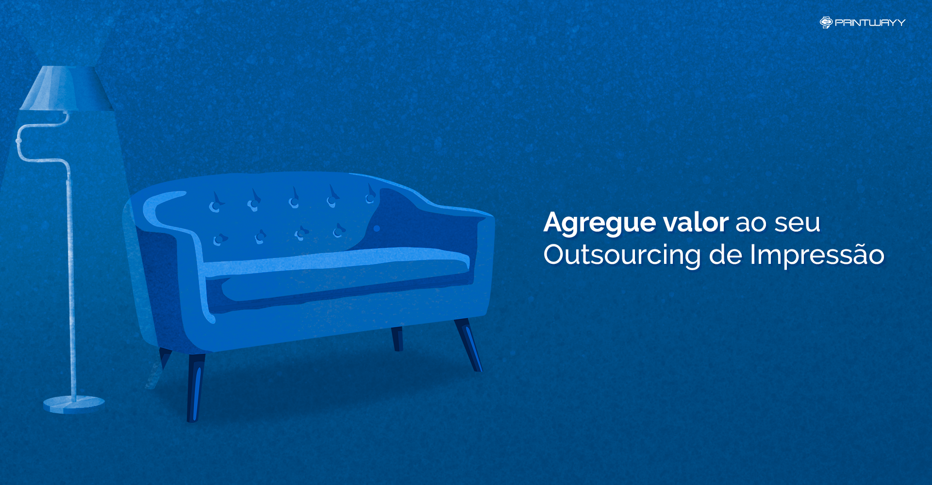 Imagem de um sofá e um abajur. Ela representa o valor que deve ser agregado na venda de outsourcing de impressão.