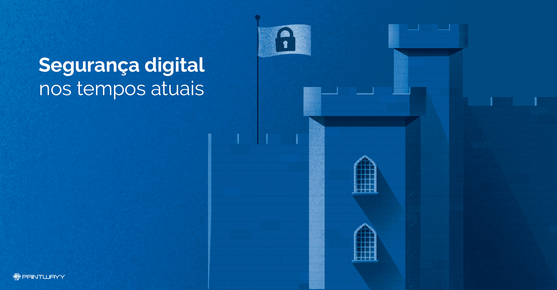 Ilustração de um forte/castelo medieval simbolizando a segurança digital.