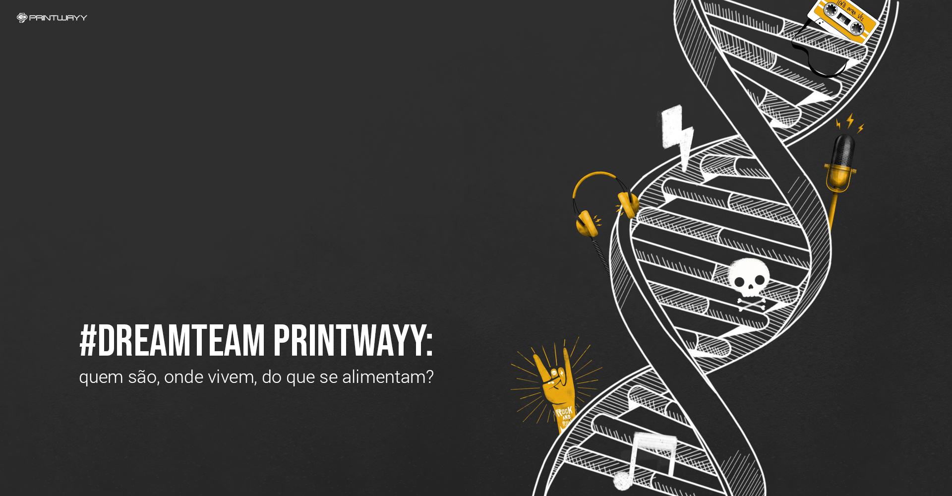 Imagem símbolo do DNA com ícones do manifesto de cultura da PrintWayy.