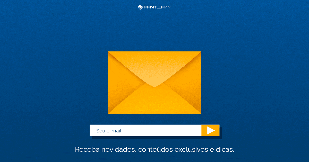 Gif de um envelope amarelo em fundo azul, o envelope se abre com um convite para assinar a newsletter.