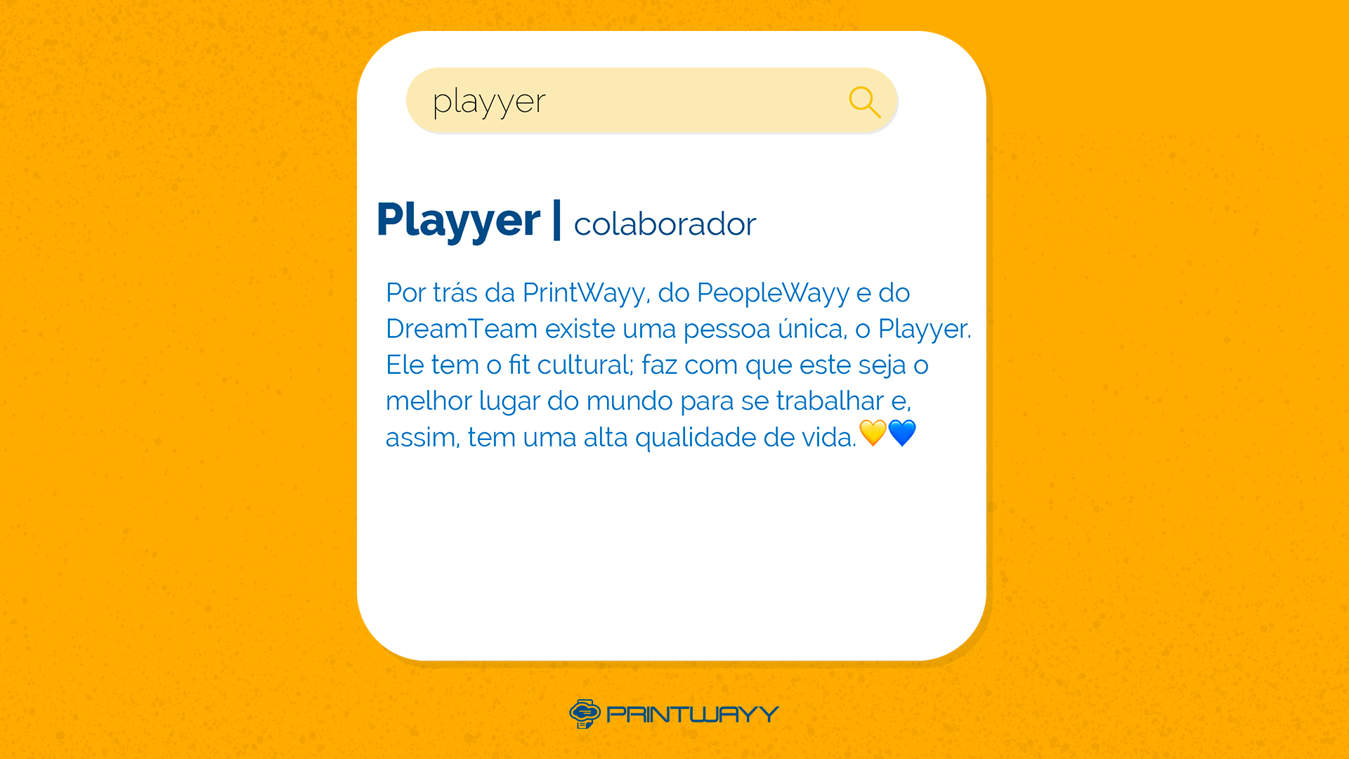 Descrição da palavra Playyer - colaborador da PrintWayy.