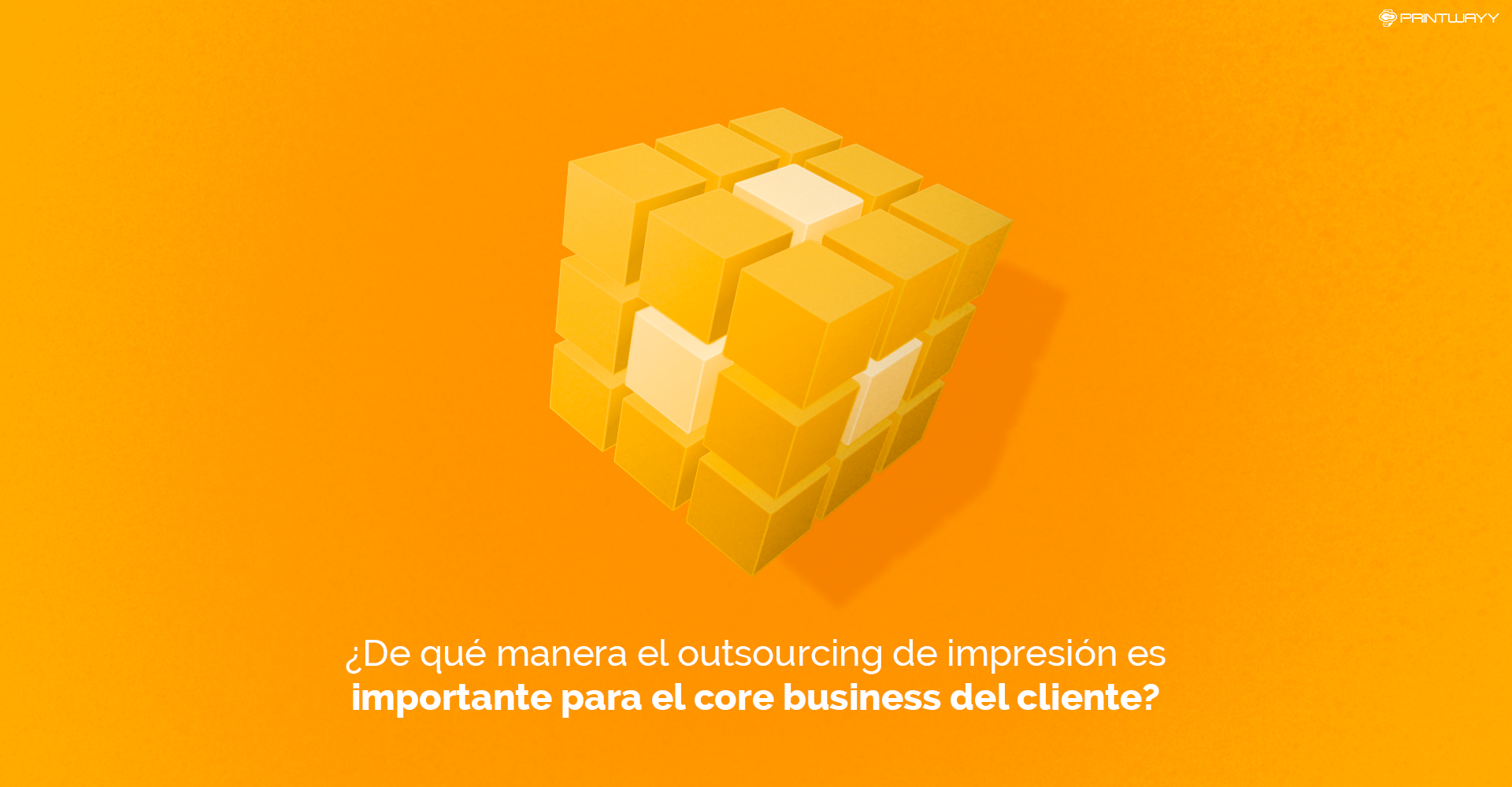 Un cubo de Rubik en amarillo con la pieza central en blanco. Simboliza el negocio principal de la empresa.