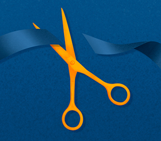 Unas tijeras cortando un lazo, simbolizando la apertura de una empresa.