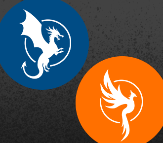 Logotipo de dos productos PrintWayy, Dragon y Sunbird.
