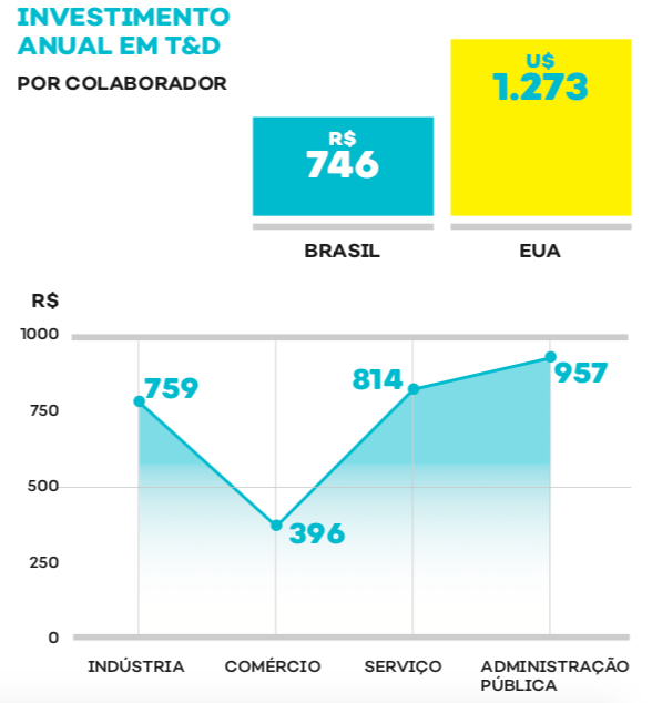 Gráfico retirado do 13º Panorama de Treinamento no Brasil 2018/2019.