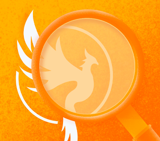 Logo do PrintWayy Sunbird, com uma lupa em cima dele.