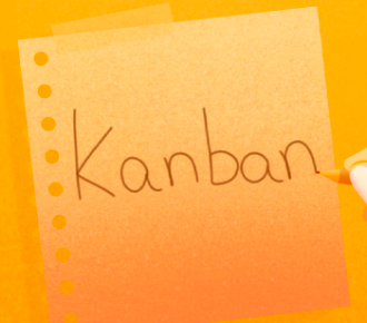 Ilustração de um cartão, onde está escrito "Kanban".