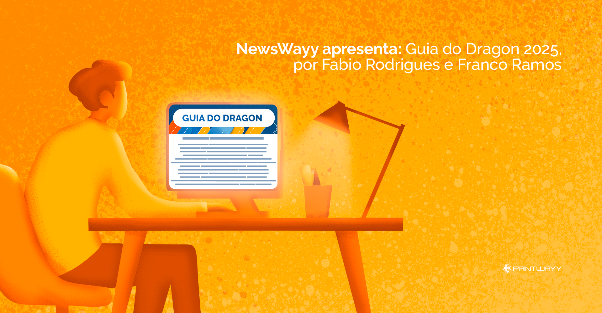 Uma pessoa, em frente a um computador, lendo a seção Guia do Dragon na NewsWayy.