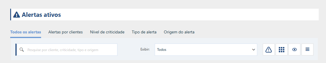 Filtro de alertas ativos no PrintWayy.
